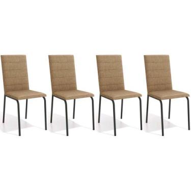 Imagem de Kit 4 Cadeiras Sala Jantar Amsterdã C091PRF Aço 4 Un Preto Fosco/Capuc