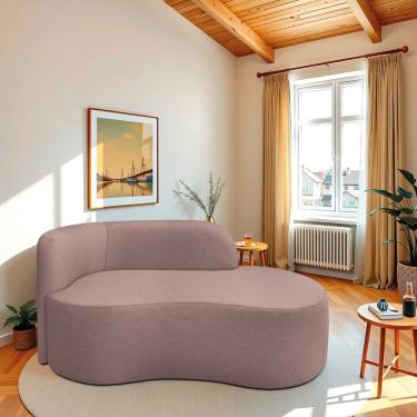 Imagem de Recamier Curvo Orgânico 200cm 3 Lugares Lado Direito para Sala ou Quarto Linho Japão Rose