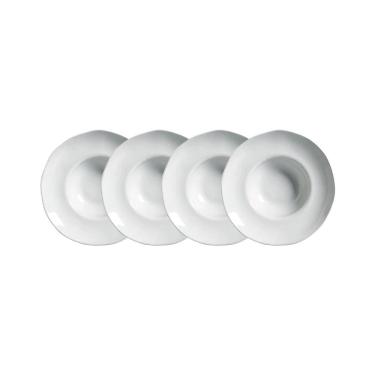 Imagem de Conjunto de Pratos para Massa Porto Brasil Orgânico New White 450ml - 4 Peças	