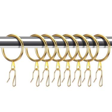 Imagem de Anéis de cortina Hotop Metal Drapery 30 unidades com ganchos dourados