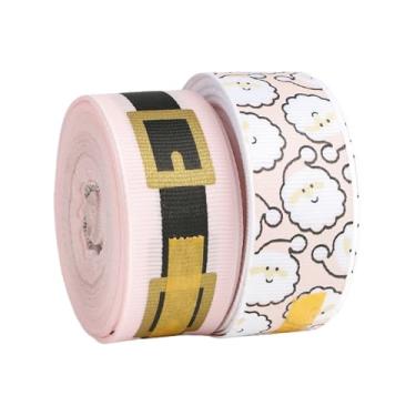 Imagem de Meseey Fita de bengala de doces de Natal, 10 jardas, 2,5 cm de largura, fitas de cetim brancas com fita de presente impressa verde vermelha para embalagem de artesanato, embrulho de presente, artesanato faça você mesmo, suprimentos de festa de Natal