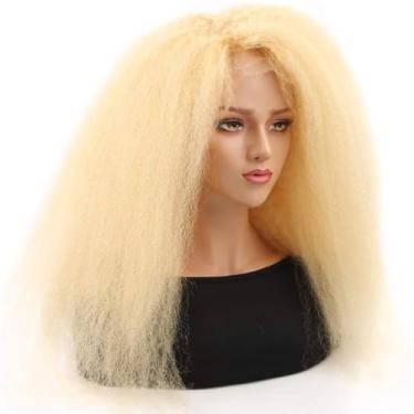Imagem de Peruca de cabelo humano liso crespo 613 x 15 para mulheres 180% densidade HD peruca frontal transparente cabelo humano pré-arrancado com cabelo de bebê linha fina natural Yaki peruca reta cabelo