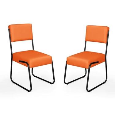 Imagem de Kit com 2 Cadeiras Decorativas Corano Flórida (LARANJA/PRETO)