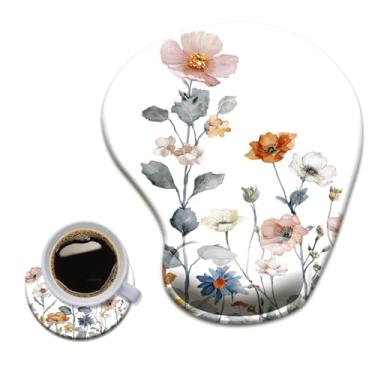Imagem de HOPONY Mouse pad de gel para descanso de pulso - mousepad ergonômico para escritório com suporte de pulso - antiderrapante, design de acessórios de mesa para decoração de casa e jogos, floral preto