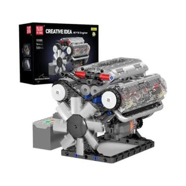 Imagem de Modelo De Blocos De Montar Do Motor V8, Conjunto De Brinquedos STEM Pa