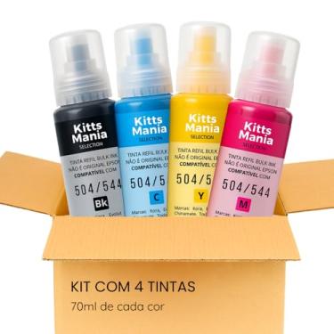 Imagem de Kit 4x Cores Refil de Tinta Compatível com Impressoras Tanque de Tinta L3150 L3250 L3110 L5190 L3210 L5290 L1250 L5590