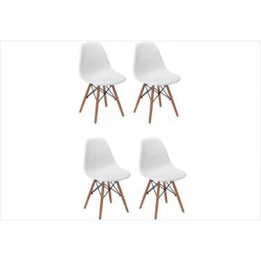 Imagem de Kit 04 Cadeiras Eiffel Charles Eames Abs Base De Madeira Dsw