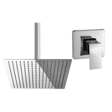 Imagem de Chuveiro Teto Ducha Cromado Metal + Misturador Monocomando - Fine Meta