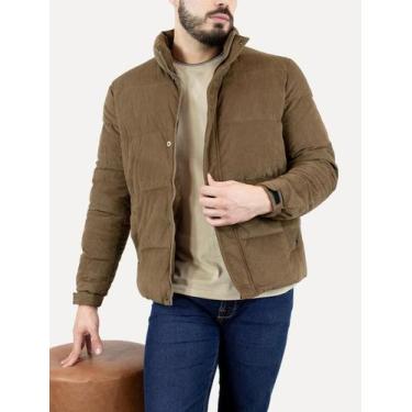 Imagem de Jaqueta Dixen Masculina Puffer Veludo Cotelê Marrom Escuro, S/P