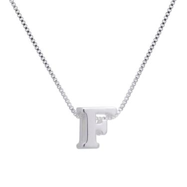 Imagem de Colar Corrente Letra Lisa Inicial Banhado Prata 925 Letra:F