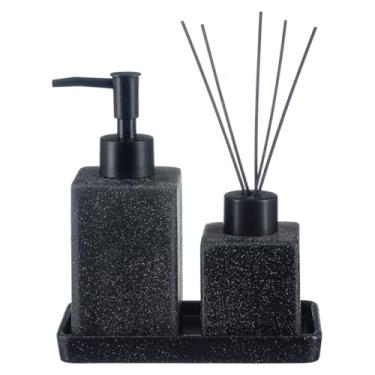 Imagem de Conjunto Lavabo Banheiro Saboneteira Líquida Difusor / 908 (Preto)