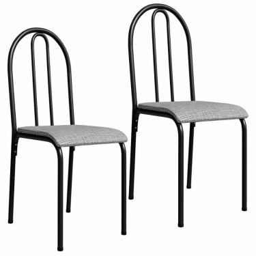 Imagem de Kit 2 Cadeiras 544 Sala Jantar Cozinha Pés Aço Tubular Cinza Preto