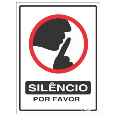 Imagem de Placa Silêncio Por Favor 15x20cm - 220ca - Sinalize Placa 15x20 Silencio Por Favor Sinalize 220ca