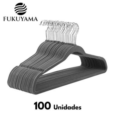 Imagem de Cabide de Veludo Adulto Cinza 100 Unidades FUKUYAMA