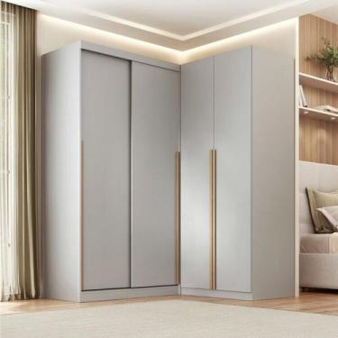 Imagem de Guarda-roupa Modular de Canto 2 Peças 4 Portas com 2 Portas de Correr 