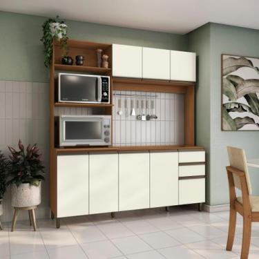 Imagem de Cozinha Compacta Luna sem Tampo e Pia Kappesberg 3 Peças Canela/Off Wh