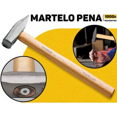 Imagem de Martelo Pena Tramontina 1Kg Cabo Madeira Envernizada P/ Construção Rep