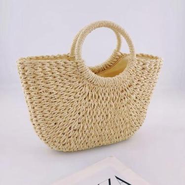 Imagem de Bolsa Palha Artesanal Meia Lua Grande Alça de mão - Casual, praia, ver