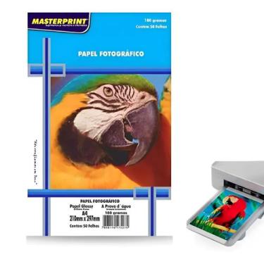 Imagem de Kit Papel Fotográfico 180g A4 Glossy Brilhante à Prova Dágua MASTERPRI