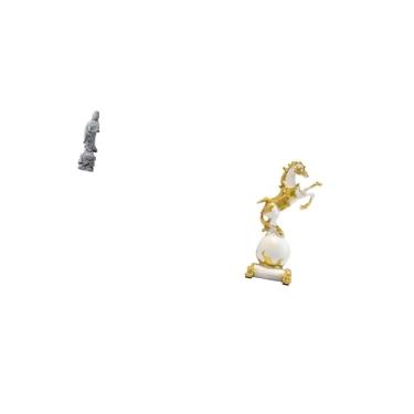 Imagem de Fenteer Estátua de Cavalo Guan Yin, Ornamento de Pedra, Colecionável, Escultura de Animal Budista Chinesa Feng Shui para Corredor Interno, Quarto, Lareira, Pe