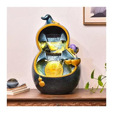 Imagem de XFNVXC Artigos decorativos para casa, resina, interior, fonte de água em forma de cabaça, fonte de água fluida, casa, escritório, sala de estar, secretária, decorativa, fonte de mesa, cascata, fonte