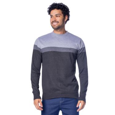 Imagem de Suéter Masculino John Sailor Degradê Gola Careca Preto/Cinza-Masculino