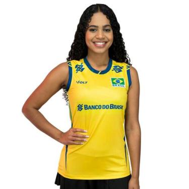 Imagem de Camisa de Vôlei Regata Oficial Brasil 2025 Amarela Feminina - Volt, GG
