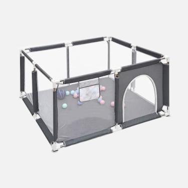 Imagem de Cercadinho Infantil Chiqueirinho Dobrável Bebê Cinza Deend