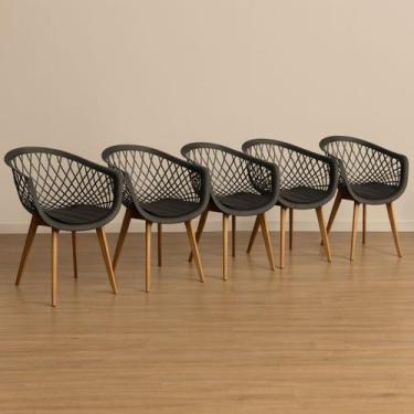 Imagem de Kit 5 Cadeira de Jantar Web com Assento Estofado - Geral, Preto, Preto