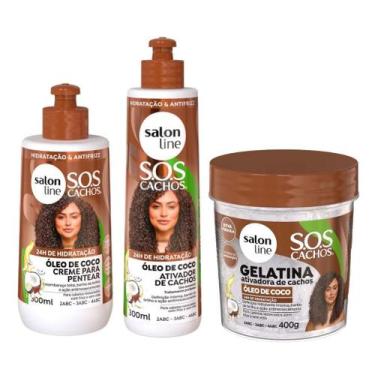Imagem de Kit Óleo de Coco Gelatina 400g, Ativador 300ml e Creme de Pentear 300m