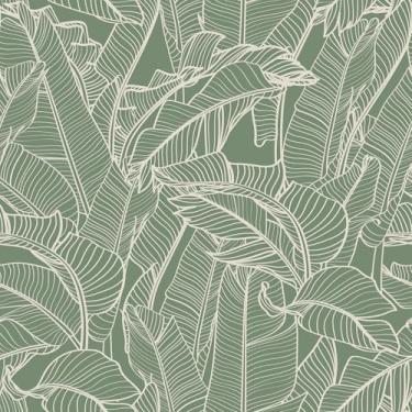Imagem de VEELIKE Papel de parede de folha de bananeira verde sálvia descasque e cole papel de parede tropical minimalista para banheiro quarto parede com detalhes de 48 cm x 900 cm, papel de parede autoadesivo