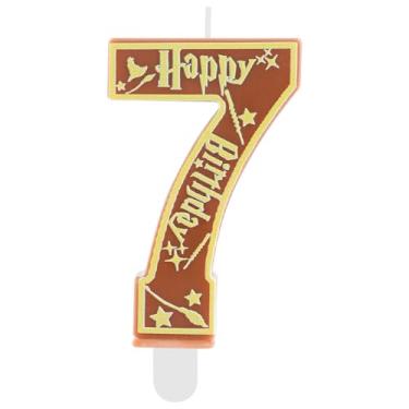 Imagem de Hongplus Velas marrons mágicas para festa de aniversário número 7 velas de bolo de feiticeiro temático escolar feliz aniversário decorações de bolo para meninos meninas crianças lembrancinhas de festa