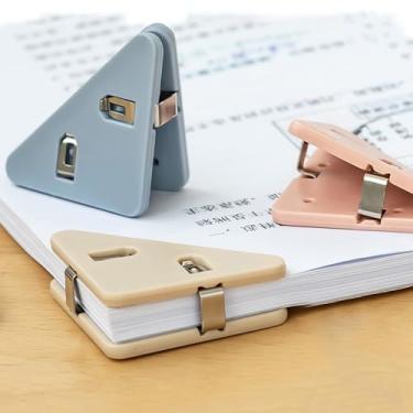 Imagem de Pacote com 10 clipes triangulares de plástico – clipes de papel triangulares coloridos para cantos de página, clipe de canto de arquivo e organizador de papel de livro, conjunto de papelaria criativo