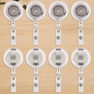 Imagem de 20 clipes retráteis de rolagem de crachá com cartão de identificação para pendurar chaveiro adequado para funcionários de escritório, enfermeiras (cor transparente cruzada)