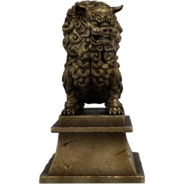 Imagem de Estátua Komainu Cão Leão Japonês Proteção Casa (Cor Ouro Velho)