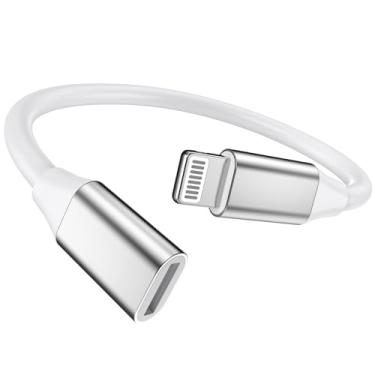 Imagem de CREHAO [Certificado MFi] Adaptador de carregador Lightning macho para Lightning fêmea, adaptador de carregamento de extensão de iPhone de 10 cm, conector e conector dongle compatível com iPhone 14 13