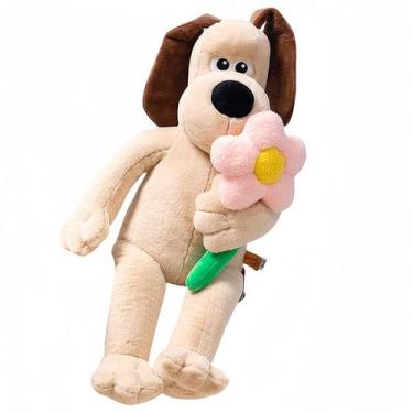 Imagem de Desenho animado de cachorro de pelúcia de 80 cm com flor para crianças