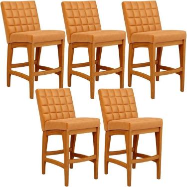 Imagem de Kit 05 Banquetas Baixa Cozinha Bancada Fixa Mila L02 Whisky