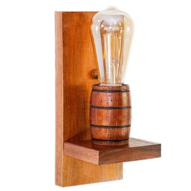 Imagem de Arandela Barril Delenha Decor Madeira Maciça - Cor Mogno