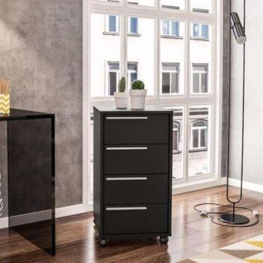 Imagem de Gaveteiro com 4 Gavetas Maia Preto Politorno, Preto