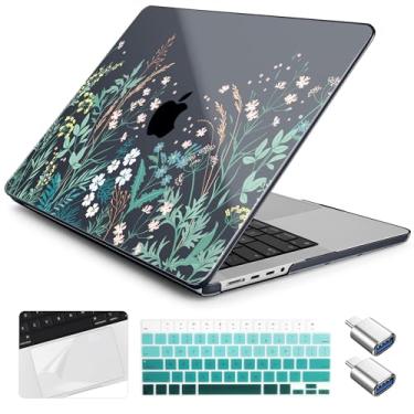 Imagem de Yebiseven Capa para MacBook Pro 16 polegadas 2025-2021 M4 A3403 A3186 M3 A2991 M2 A2780 M1 A2485 Pro Max, capa rígida de plástico, capa de teclado e protetor de trackpad e 2 adaptadores OTG