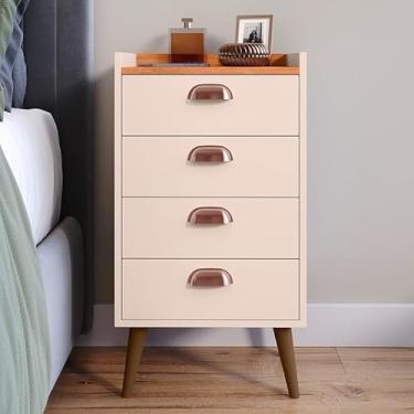 Imagem de Mesa de Cabeceira 4 Gavetas - Cômoda Independente com Gavetas, Organizador para Quarto(Unitário Off/Cinamomo)