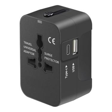 Imagem de Adaptador Universal de Tomada com Carregador, Bivolt, 2 Portas USB e USB-C, Ideal para Viagens