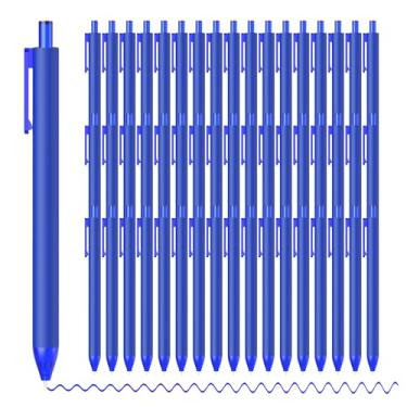 Imagem de deegtran Canetas a granel, pacote com 50 canetas esferográficas de tinta azul lisa, canetas retráteis por atacado, canetas sem vazamento de ponta média, 1,0 mm