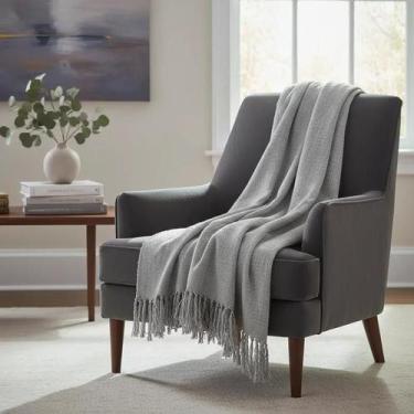 Imagem de Mantas para sofá e poltronas de Luxo - New Shop Textil, Cinza Neblina