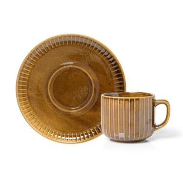 Imagem de Xícara Com Pires Copa E Cia Ravonna Em Cerâmica Brun Terra