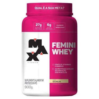 Imagem de FEMINI WHEY 900G MAX TITANIUM SABOR: BAUNILHA-Unissex