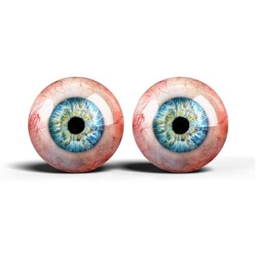 Imagem de Olhos de artesanato de vidro realistas de 2,5 cm, design de íris humana azul e cinza, conjunto de 2 peças, suprimentos para taxidermia e fabricação de bonecas - ONE POLEGADAS 25 mm (240-2-25)