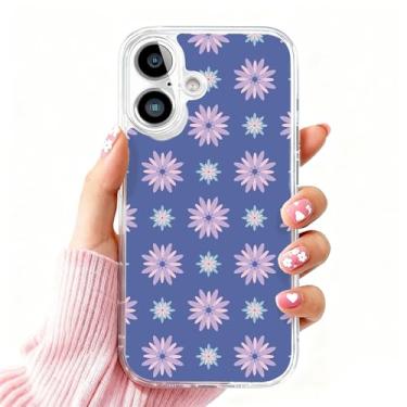 Imagem de DSJIFGEW Design de capa transparente padrão para iPhone 16 Plus | Antiamarelamento, parte traseira rígida, proteção contra quedas de nível militar, suporta carregamento sem fio