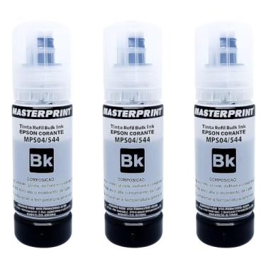 Imagem de Kit Tinta Preta Alto Rendimento | 3x Refis Masterprint 70ml Compatível com Epson EcoTank 504/544 (L3250 L4260 L3150 e Mais) | Texto Nítido Qualidade Laser